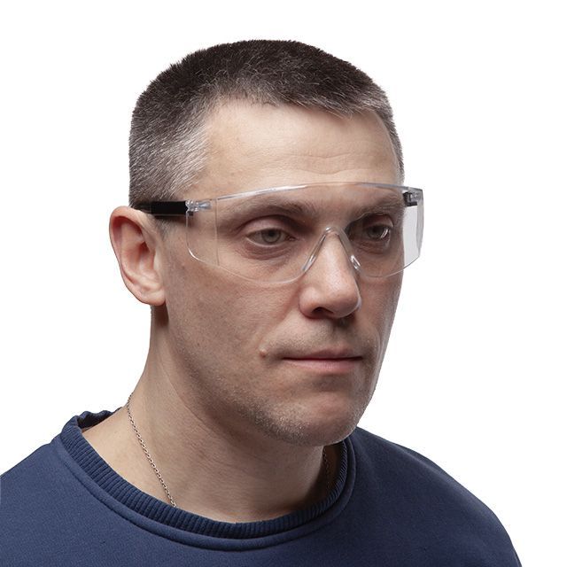 Очки защитные прозрачные, материал поликарбонат,регулируемые заушины черного цвета, материал нейлон, защита от удара INTERTOOL SP-0098