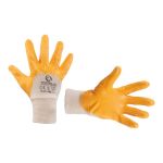Перчатка х/б трикотажная, покрытая нитрилом на ладони, 8", желтая INTERTOOL SP-0108