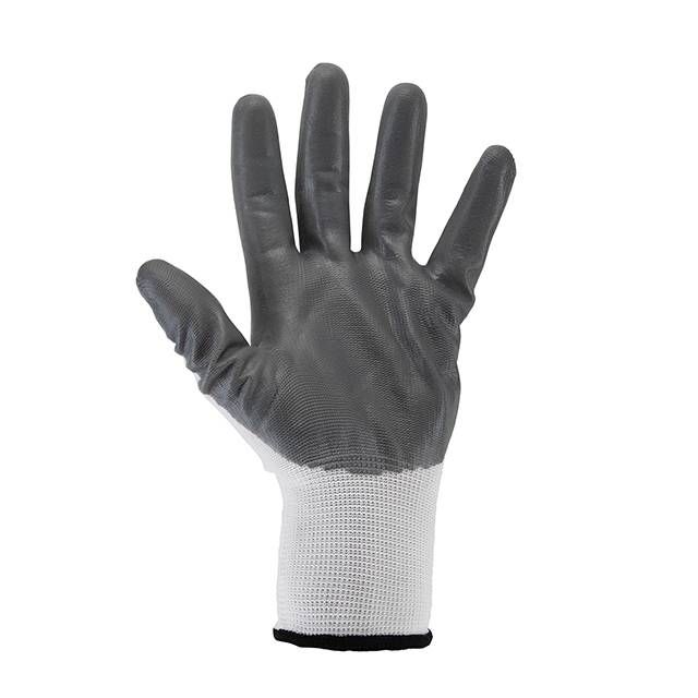 Перчатка трикотажная, синтетическая, белая, покрыта серым нитрилом на ладони,10" INTERTOOL SP-0112