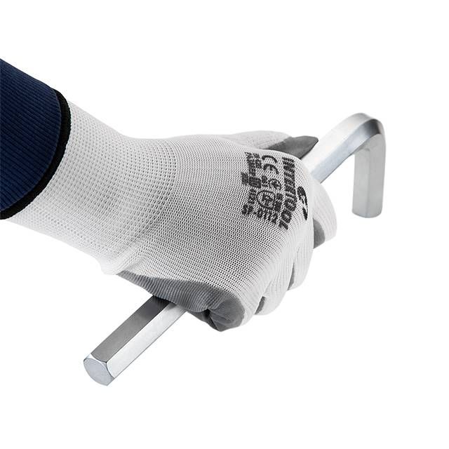 Перчатка трикотажная, синтетическая, белая, покрыта серым нитрилом на ладони,10" INTERTOOL SP-0112