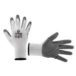 Перчатка трикотажная, синтетическая, белая, покрыта серым нитрилом на ладони,10" INTERTOOL SP-0112