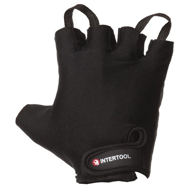Перчатка без пальцев, экокожа "amara", 10", защитные вставки на ладони, вставки из лайкры на тыльной стороне, фиксация ремешком на липучке INTERTOOL SP-0146