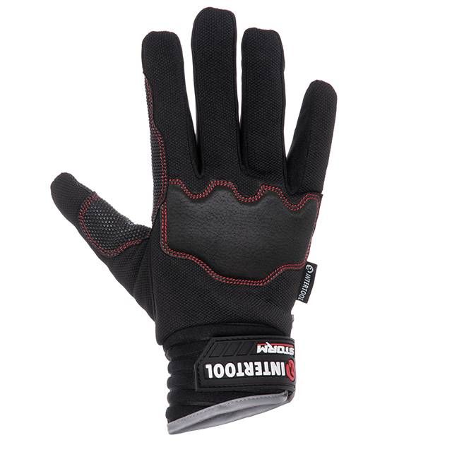 Перчатки из спандекса 10", антискользящее покрытие ладони, защита суставов пеноматериалом, усиление на большом и указательном пальцах, STORM INTERTOOL SP-0180