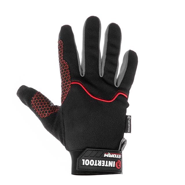 Перчатки из спандекса, 10", дышащий материал, антискользящее покрытие ладони, усиление на большом и указательном пальцах, STORM INTERTOOL SP-0181