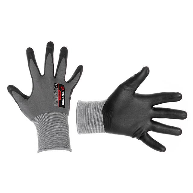 Перчатка трикотажная, двухслойное покрытие, 10", полиуритановое и пористое нитриловое на ладони, дышащая, STORM INTERTOOL SP-0189