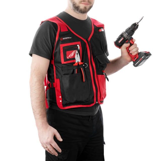 Жилет слесарно-строительный, 7 карманов, полиэстер INTERTOOL SP-1001