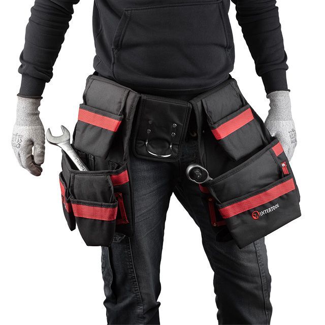 Сумка поясная слесарно-строительная, 18 карманов, полиэстер INTERTOOL SP-1011