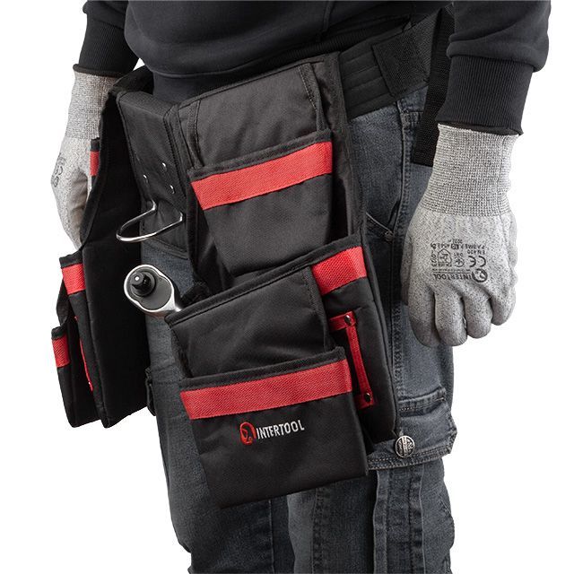Сумка поясная слесарно-строительная, 18 карманов, полиэстер INTERTOOL SP-1011