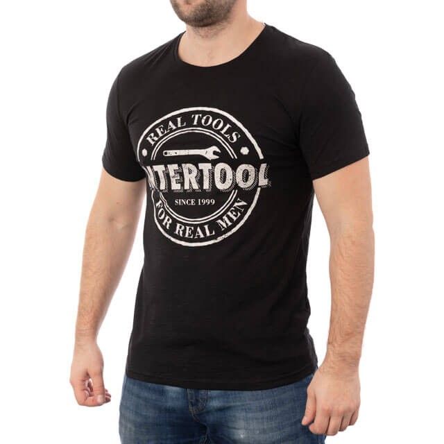 Футболка черная, 100% хлопок, S INTERTOOL SP-2201
