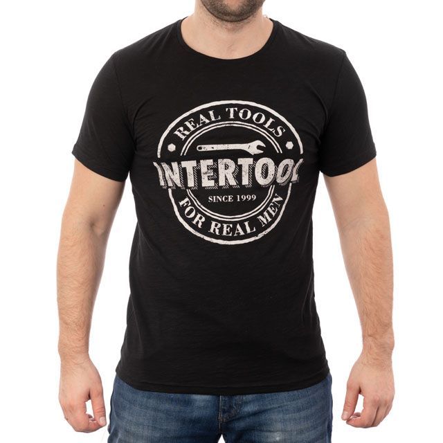 Футболка черная, 100% хлопок, XXL INTERTOOL SP-2205