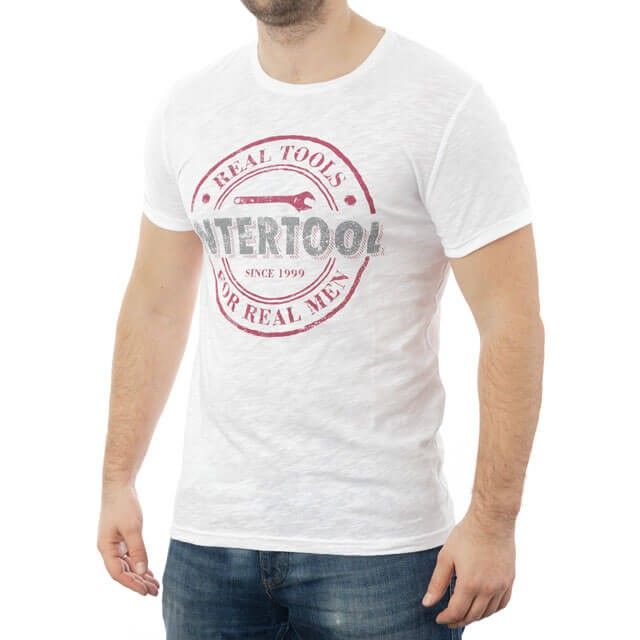 Футболка светло-серая меланж, 100% хлопок, M INTERTOOL
