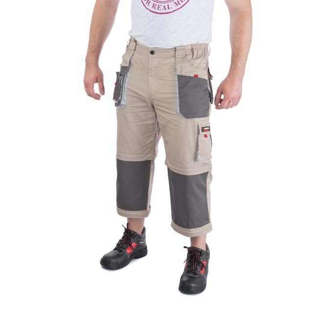 Брюки трансформер рабочие с лямками 6 в 1, 100% хлопок, плотность 180 г/м², M INTERTOOL SP-3042