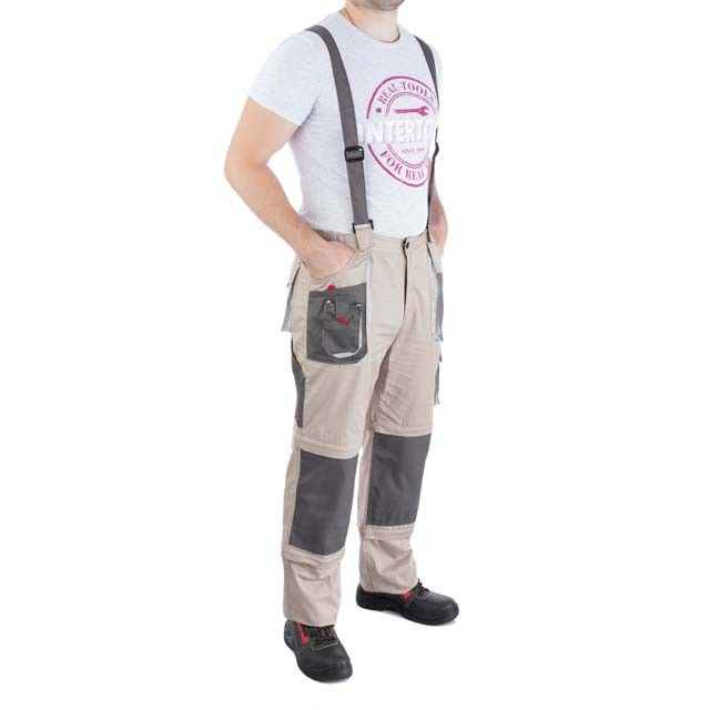 Брюки трансформер рабочие с лямками 6 в 1, 100% хлопок, плотность 180 г/м², XL INTERTOOL SP-3044