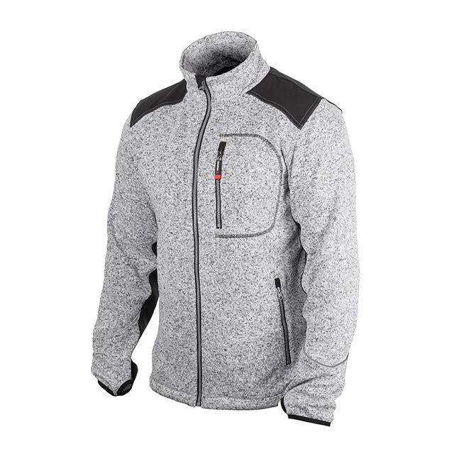 Куртка вязанная SOFTSHELL, серого цвета с черными вставками, ткань 100% полиэстер 270G, с карманом на груди и двумя боковыми, XXL INTERTOOL SP-3115