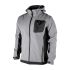 Куртка SOFTSHELL, светло серо-черная, с капюшоном, трехслойная, ткань стрейч 300GSM 100D с водо-, ветрозащитой, XXXL INTERTOOL SP-3126