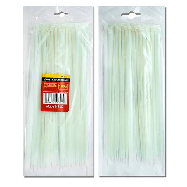 Хомут пластиковый 2,5*100 мм, белый, 100 ед. INTERTOOL TC-2510