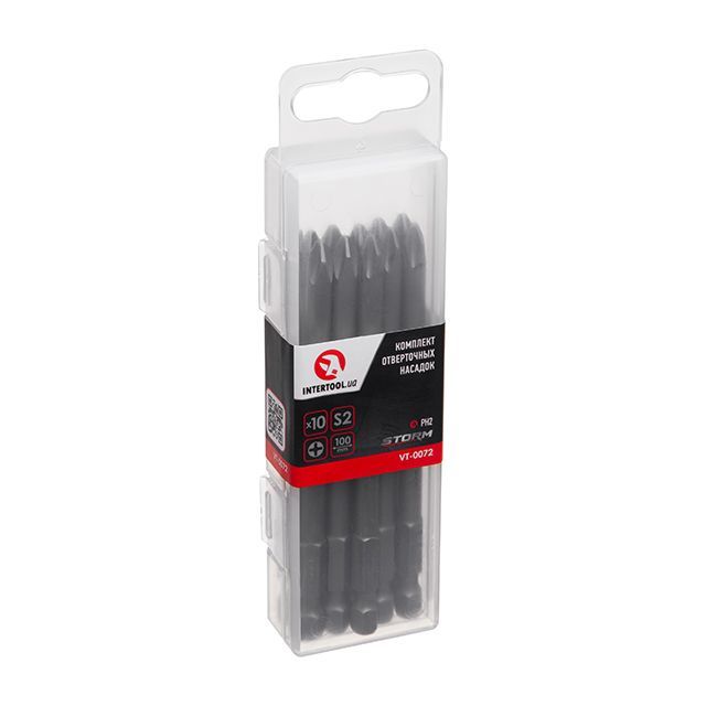 Комплект отверточных насадок PH2*100 мм, 10 ед., STORM INTERTOOL VT-0072