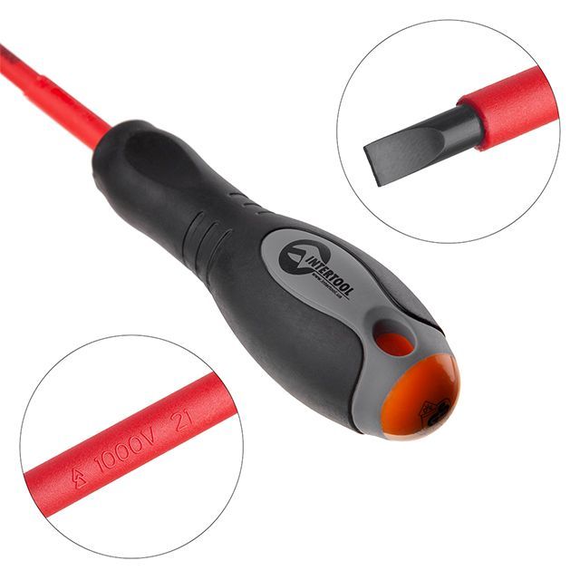 Отвертка изолированная шлицевая 1*5,5 мм, 125 мм, 1000 В INTERTOOL VT-3206