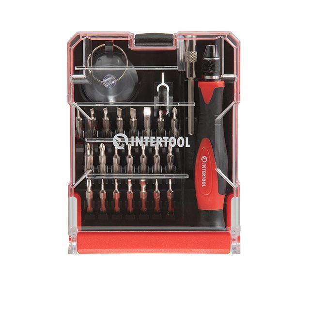 Отвертка прецизионная с комплектом насадок 29 ед, Cr-V INTERTOOL VT-3336