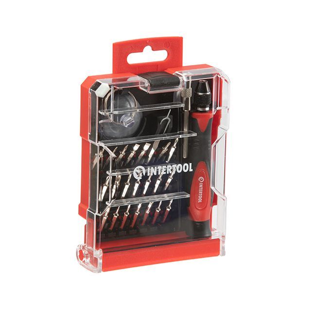 Отвертка прецизионная с комплектом насадок 29 ед, Cr-V INTERTOOL VT-3336