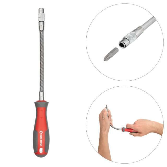 Отвертка с гибким удлинителем и комплектом насадок 9 ед. INTERTOOL VT-3342