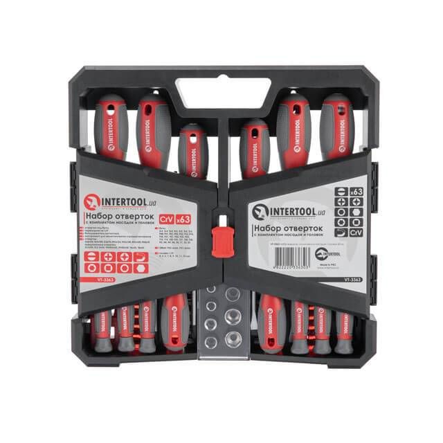Набор отверток с комплектом насадок и головок 63 ед. INTERTOOL VT-3363