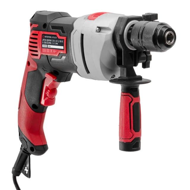 Дрель ударная 900Вт, 0-2800об/мин,1.5-13мм, метал. корпус редуктора, быстрозажимной патрон INTERTOOL WT-0119