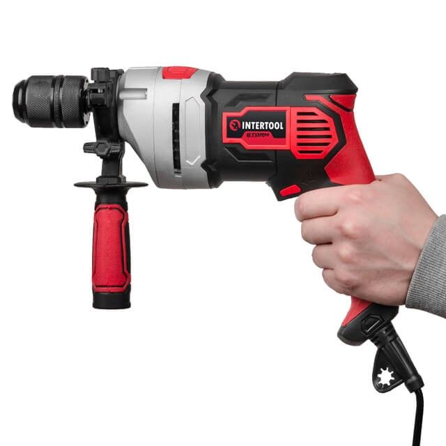 Дрель ударная 900Вт, 0-2800об/мин,1.5-13мм, метал. корпус редуктора, быстрозажимной патрон INTERTOOL WT-0119