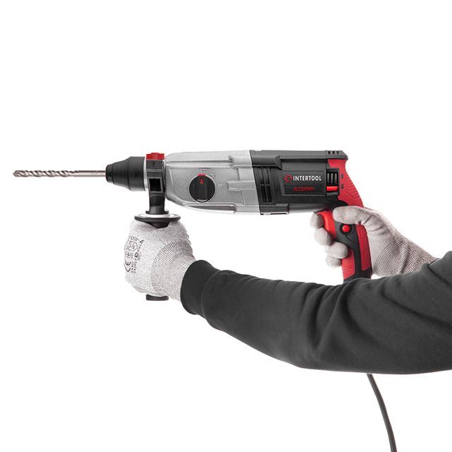 Перфоратор 1000 Вт, 3.2 Дж, 0-1300 об/мин, 0-5100 уд/мин, 3 режима, металлический корпус редуктора INTERTOOL WT-0172