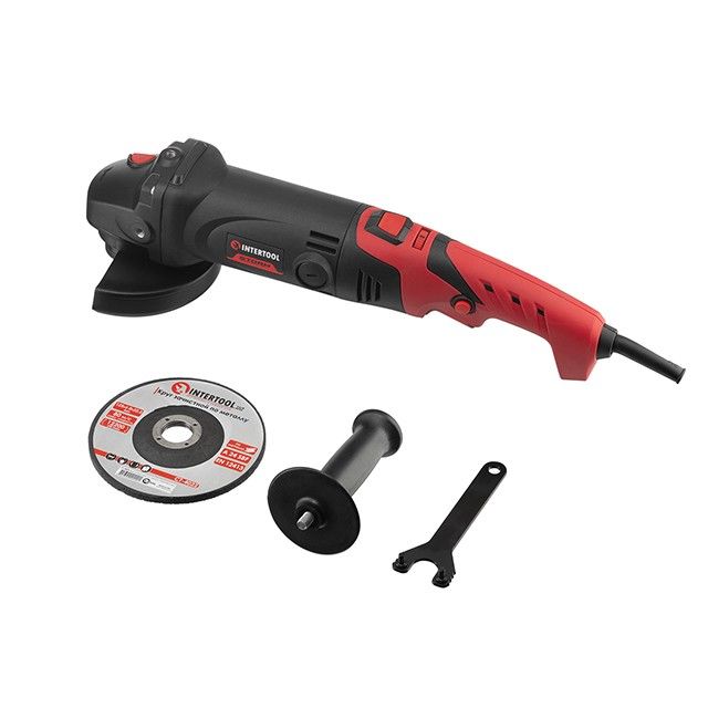 Шлифмашина угловая 1200 Вт, диаметр круга 125 мм, 5000-12000 об/мин, поворотная рукоятка INTERTOOL WT-0225