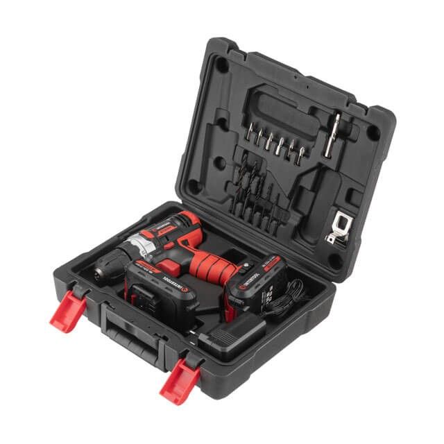 Дрель-шуруповерт аккумуляторная Li-Ion 18 В, 25 Nm, 0-400/0-1500 об/мин, 2*2.0 Ач INTERTOOL WT-0314