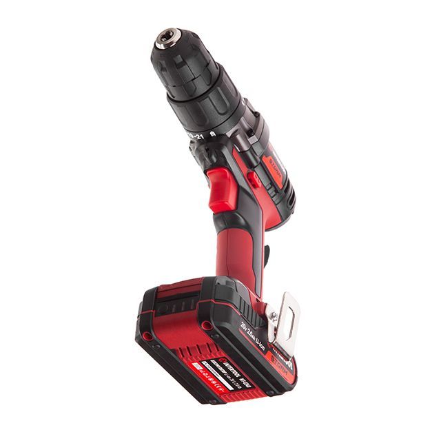 Дрель-шуруповерт аккумуляторная 20 В, 35 Nm, 0-400/0-1500 об/мин, 0,8-10 мм, литий-ион, 2x2.0 Ач, ЗУ, кейс INTERTOOL WT-0328