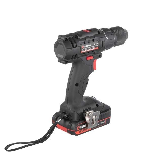 Дрель-шуруповерт аккумуляторная 20 В, 35 Nm, 0-450/0-1500 об/мин, 2-13 мм, Li-Ion, 2.0 Ач, ЗУ 2 А, кейс INTERTOOL WT-0350