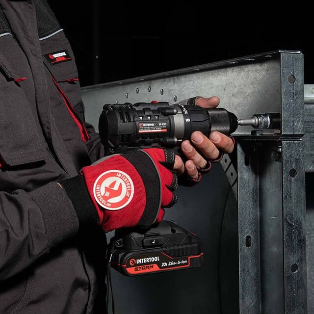Дрель-шуруповерт аккумуляторная 20 В, 50 Нм, 0-450/0-1700 об/мин, 2-13 мм, Li-Ion, 2.0 Ач, ЗУ 2 А, кейс INTERTOOL WT-0351