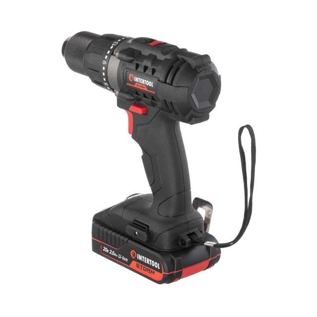 Дрель-шуруповерт аккумуляторная 20 В, 50 Нм, 0-450/0-1700 об/мин, 2-13 мм, Li-Ion, 2.0 Ач, ЗУ 2 А, кейс INTERTOOL WT-0351