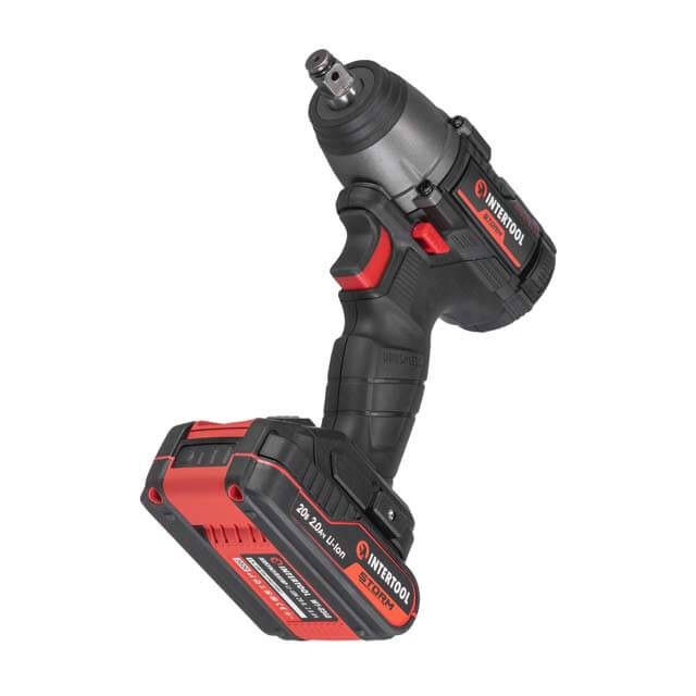 Гайковерт ударный аккумуляторный с бесщеточным двигателем 20 В, 300 Нм, 0-2500 об/мин, 0-3000 уд/мин, 1/2", Li-ion, 2.0 Ач, ЗУ 2 А, кейс INTERTOOL WT-0364