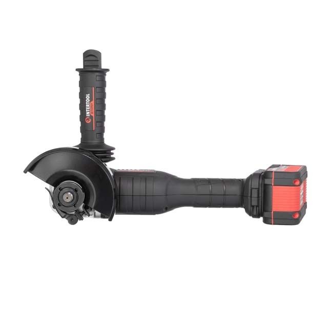 Шлифмашина угловая аккумуляторная с бесщеточным двигателем 20 В, 125 мм, 10000 об/мин, Li-Ion, 4.0 Ач, ЗУ    4 А, кейс INTERTOOL WT-0366