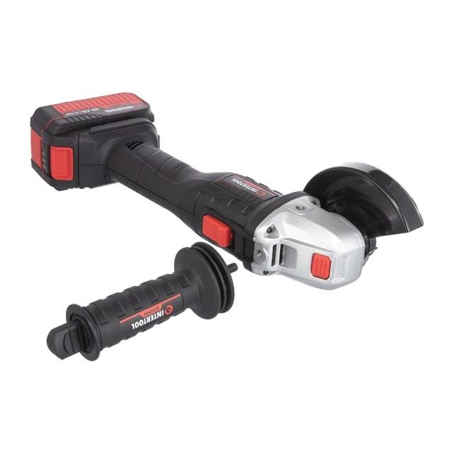 Шлифмашина угловая аккумуляторная с бесщеточным двигателем 20 В, 125 мм, 10000 об/мин, Li-Ion, 4.0 Ач, ЗУ    4 А, кейс INTERTOOL WT-0366