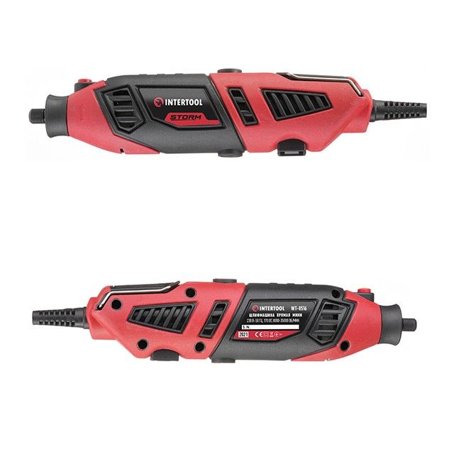 Шлифмашина прямая (гравер), 170 Вт, 8000-35000 об/мин, 120 ед, кейс, стойка, гибкий вал, насадка для фрезерования. INTERTOOL WT-0516