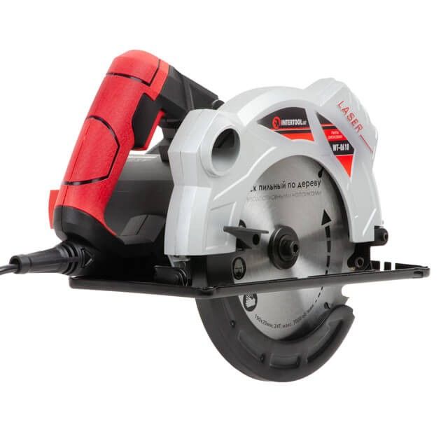 Пила дисковая 1500Вт, 5800об/мин, угол 90-45, глубина распила 65-43мм, диск 190мм*20мм, 24 зуба, лазер INTERTOOL WT-0618