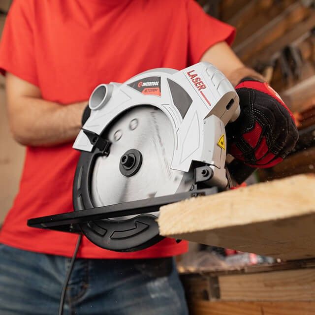 Пила дисковая 2000 Вт, 5000 об/мин, угол 90-45, глубина распила 85-56 мм, диск 235*30 мм, 40 зубов, лазер, плавный пуск INTERTOOL WT-0623