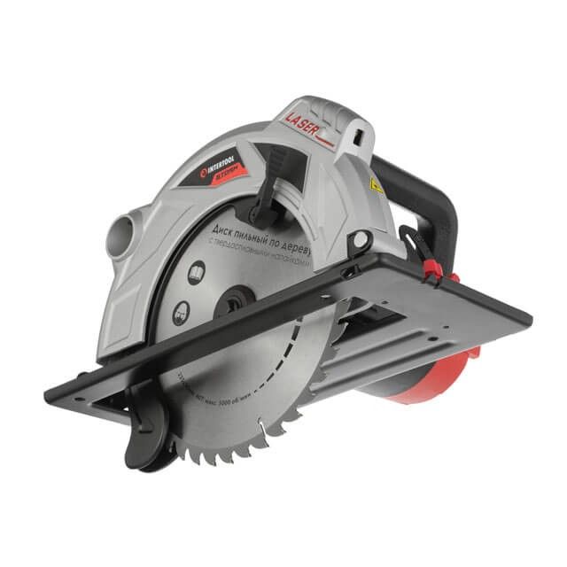 Пила дисковая 2000 Вт, 5000 об/мин, угол 90-45, глубина распила 85-56 мм, диск 235*30 мм, 40 зубов, лазер, плавный пуск INTERTOOL WT-0623