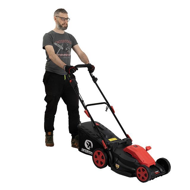 Газонокосилка электрическая 1,8 кВт, 230 В~50 Гц, 3200 об/мин, ширина захвата 400 мм, высота среза 25-75 мм, контейнер 40 л, STORM INTERTOOL WT-2265