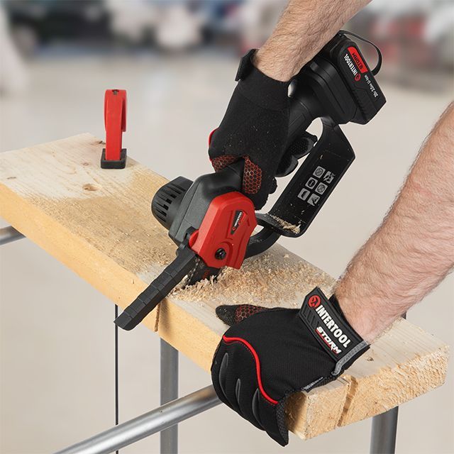 Мини-пила цепная аккумуляторная 20 В, шина 10 см, 4 м/с, литий-ион, 2.0 Ач, ЗУ 2А, STORM INTERTOOL WT-9109