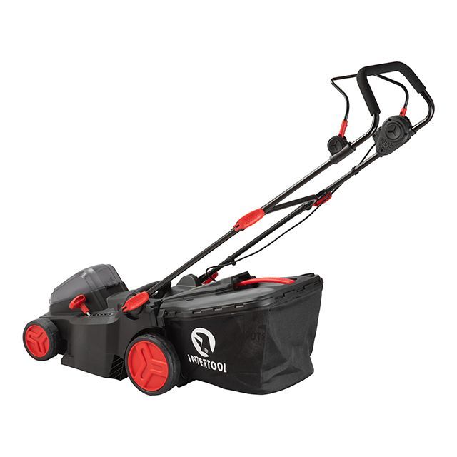 Газонокосилка аккумуляторная с бесщеточным двигателем 40 В (2х20В), 3500об/мин, ширина захвата 370 мм, высота среза 25-75мм, контейнер 40л, без ЗУ АКБ INTERTOOL WT-9216