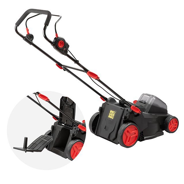 Газонокосилка аккумуляторная с бесщеточным двигателем 40 В (2х20В), 3500об/мин, ширина захвата 370 мм, высота среза 25-75мм, контейнер 40л, без ЗУ АКБ INTERTOOL WT-9216