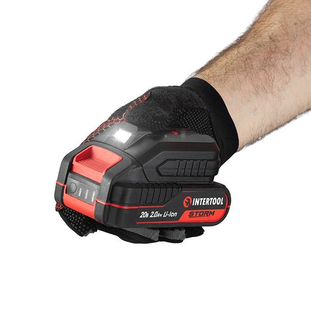 Адаптер для аккумулятора Li-ion 20 В, USB 2A, LED фонарь INTERTOOL WT-9300