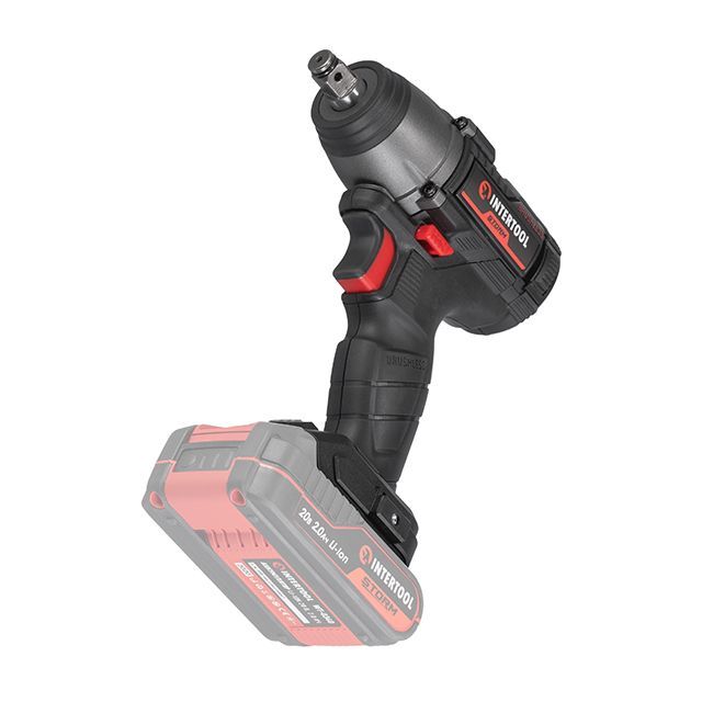 Гайковерт ударный аккумуляторный с бесщеточным двигателем 20 В, 300 Nm, 0-2500 об/мин, 0-3000 уд/мин, 1/2", без ЗУ и АКБ INTERTOOL WT-9364
