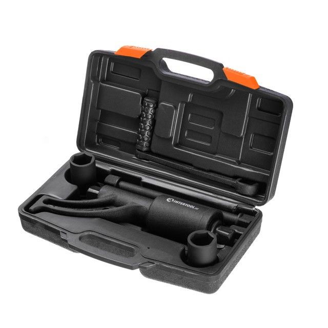 Ключ баллонный роторный для грузовых автомобилей 310 мм, передаточное отношение 1:56, макc. крут. момент 5000 Nm, головки 32, 33 мм, пластиковый кейс INTERTOOL XT-0004