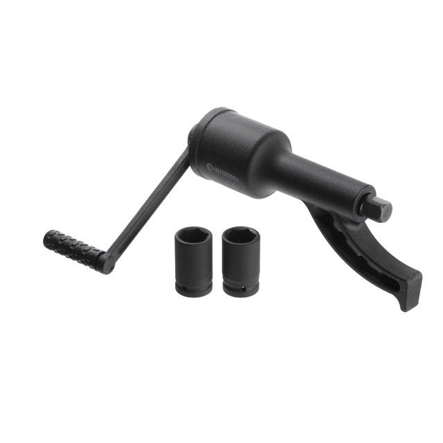 Ключ баллонный роторный для грузовых автомобилей 340 мм, передаточное отношение 1:78, макc. крут. момент 7000 Nm, головки 32, 33 мм, пластиковый кейс INTERTOOL XT-0005